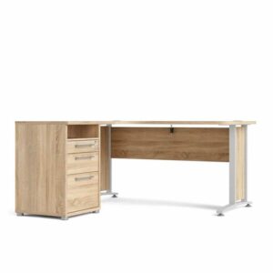 Tvilum Prima Komb. skrivebord - 159 x 150 cm - Eg & Hvid