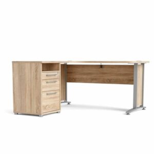 Tvilum Prima Komb. skrivebord - 159 x 150 cm - Eg & Metal