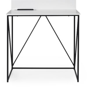 TENZO Tell skrivebord, m. plads til tablet - hvid MDF og sort metal (80x48)