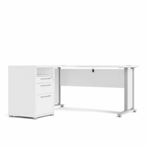 Tvilum Prima Komb. skrivebord - 159 x 150 cm - Hvid & metal